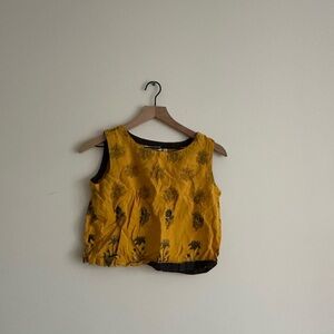 Mustard Floral Sleeveless Top